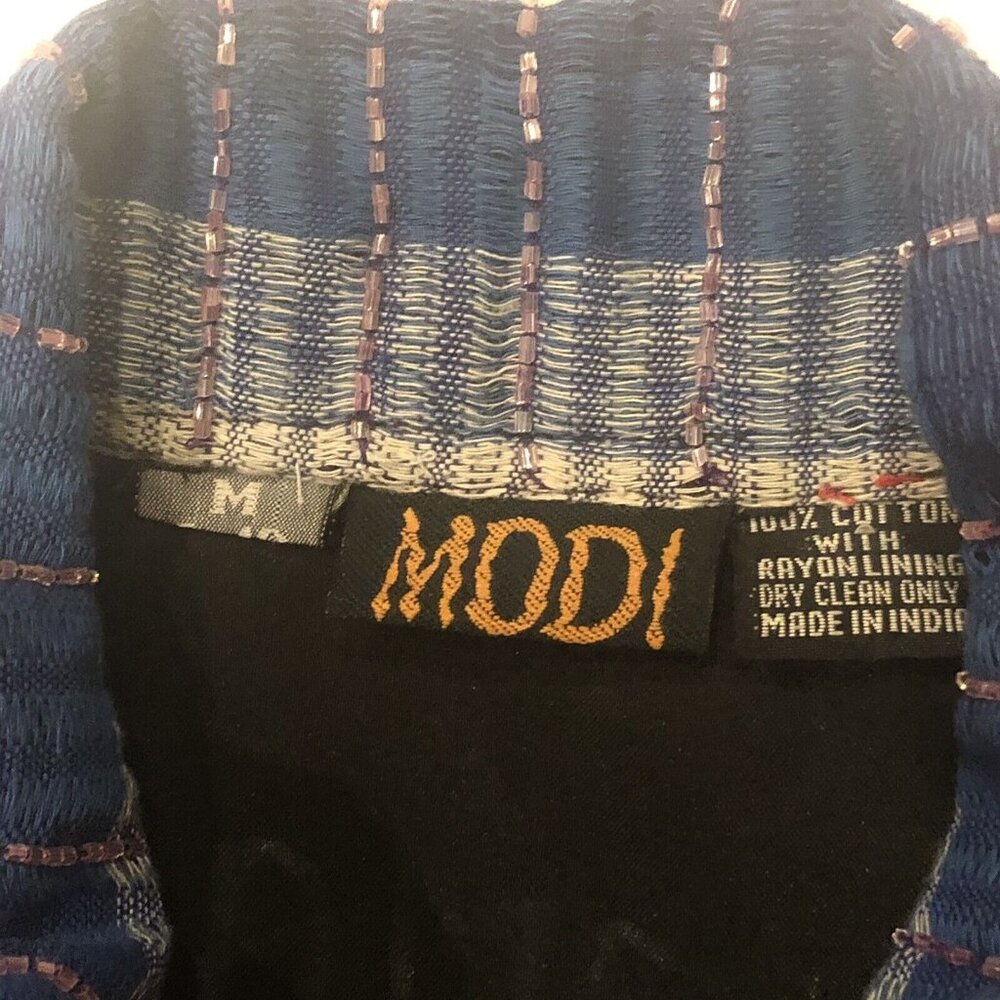 Vintage MODI Denim Beaded Sequined Black Floral Paisley Jacket NEW SAMPLE Sz Med - Picture 2 of 11